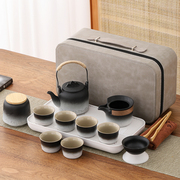 旅行茶具套装功夫茶杯，家用户外办公室陶瓷，泡茶壶现代简约茶盘便携