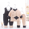 婴儿棉衣套装新生儿衣服秋冬季棉袄加厚0-1岁男女3宝宝冬装三件套