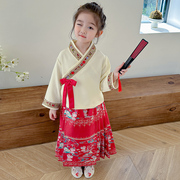 马面裙女童春款套装2024中国风儿童汉服春装女宝宝唐装两件套