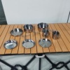 户外饭盒8件套锅 不锈钢登山野营套碗 烧烤锅具5-6人折叠组合套装
