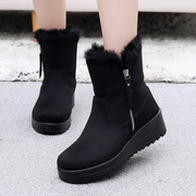 雪地靴女2023年冬季老北京布鞋棉鞋加绒加厚底短靴保暖毛毛靴