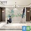 新中式国画山水墙布电视，背景墙壁纸客厅影视，墙壁画千里江山图壁布