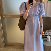 迈缔诺香芋紫连衣裙2021夏季法式复古初恋仙，女超仙森系温柔风长裙