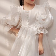 2023小女孩超仙公主裙洋气，白色蓬蓬裙高档生日花，童礼服连衣裙