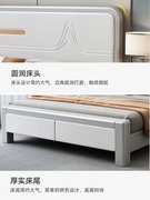 现代简约实木床1.8米主卧双人床全实木1.5米白色，单人床储物婚床