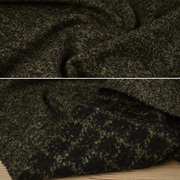 暗黄绿色麻点方格单层双面色织羊毛布料 厚实保暖 大衣西装裙面料