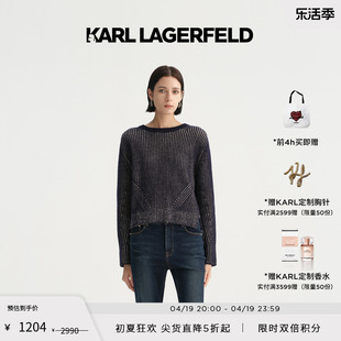 karllagerfeld卡尔拉格斐春夏，藏青色前后不对称针织套头衫老佛爷