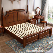 美式实木床1.8米桃花芯木双人床主卧简约现代1.5m美式公主床婚床
