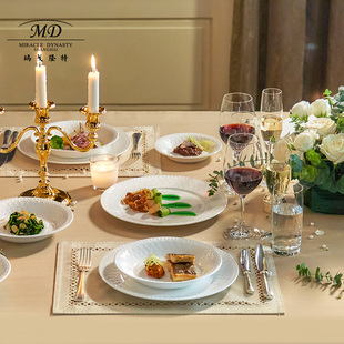玛戈隆特枫丹白露骨瓷，法式高档家用餐具，碗盘勺套装礼盒装