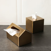 北欧风黄铜色金属纸巾盒客厅茶几长方形抽纸盒桌面餐巾纸收纳盒