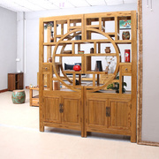 中式榆木博古架圆形落地古董展示柜实木定制多宝S阁仿古玄关门厅