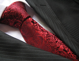 结婚玫瑰花漂亮酒红色桑蚕丝，领带真丝桑，蚕丝拉链免打领带男正装