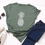 2019外贸宽松短袖t恤菠萝，印花大码欧美大版街头潮流半袖女t打底衫
