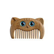 天然绿檀木雕猫咪小木梳子便携小巧小号头发梳子木质工艺