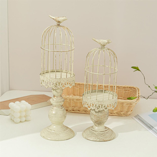 美式复古鸟笼蜡烛台婚庆餐桌布置道具创意婚礼装饰品金属铁艺烛台