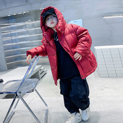 男童冬季红色新年加厚羽绒服2024中大儿童冬装免洗拜年服外套