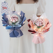 diy仿真玫瑰创意花束手工花艺包装纸，材料包套装(包套装)生日礼物送女友花