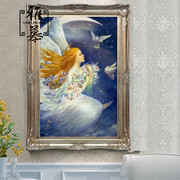 dmc印花十字绣客厅卧室玄关，坚版唯美油画，人物天使与和平鸽子