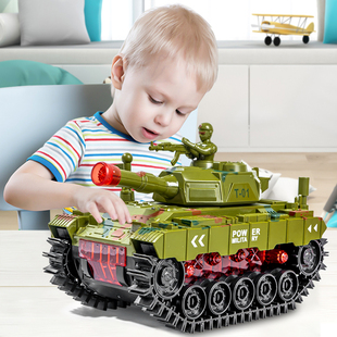 儿童坦克玩具车大号男孩越野车电动音乐仿真模型汽车2-3一6岁女孩