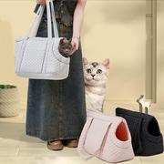韩版绗缝宠物手提包秋冬季超轻绗棉宠物便携包单肩猫咪外出包