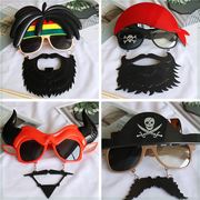 万圣节眼镜胡子舞会派对搞怪道具骷髅头海盗海军鬼节舞会装饰眼镜