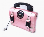 Should㊣塞浦路斯 手作迷人趣味电话设计粉色皮革单肩斜挎包