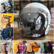 哈雷摩托车头盔复古盔biltwell防风沙泡泡镜片，bell电镀银挡风玻璃