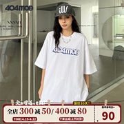404MOB基础logo印花短袖美式高街重磅T恤宽松速干夏男女款季半袖