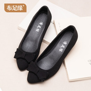 老北京布鞋女工作鞋黑色上班高跟，时尚中跟软底粗跟鞋子舒适不累脚
