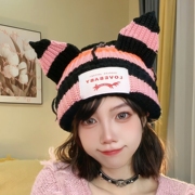 Loverboy帽子2023秋冬升级版保暖猪猪猫耳朵女针织情侣毛线帽