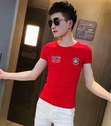 夏装社会人男士xs码t恤修身网红短款潮流半袖，精神小伙纯棉短袖t桖