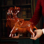 红木雕刻工艺品象摆件，如意摆设新中式客厅装饰品，实木质元宝大象