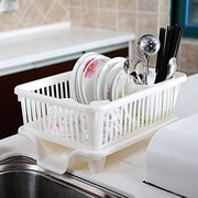 进口厨房置物架带盖放碗筷架，沥水架塑料，水池收纳架水槽碗架
