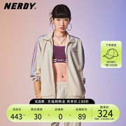 nerdy2024春夏情侣装渐变双杠运动服，套装女宽松休闲外套上衣