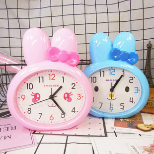 卡通闹钟小兔子闹钟创意可爱时钟床头钟学生女孩个性儿童钟表