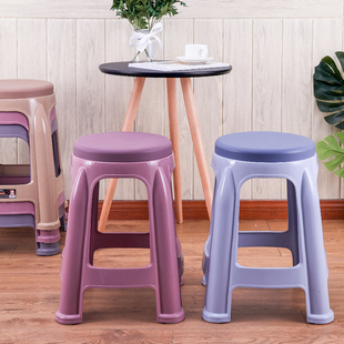 圆凳家用加厚防滑客厅餐桌塑料凳子熟胶简约板凳高凳子(高凳子)可叠放椅子