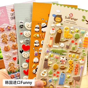 韩国funny儿童玩具卡通立体3d水果，蔬菜动物泡泡贴画宝宝奖品贴纸