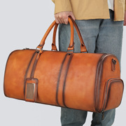 士行李袋大短途旅行手提大包，旅行袋容量男玛轮特牛皮头层牛皮真皮