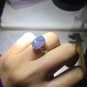 （已结缘）翡翠镶嵌戒指18K金镶嵌冰种紫罗兰貔貅戒指