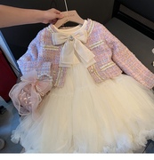 女童秋装6369小香风蝴蝶结套装裙女宝宝，两件套时髦洋气秋装