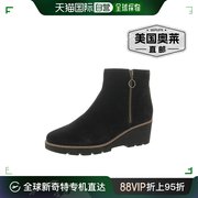 vionichazal女式绒面革坡跟，短靴-黑色，绒面革美国奥莱直发