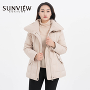 sunview尚约女士长款羽绒服，鹅绒填充保暖性好秋冬外套设计师