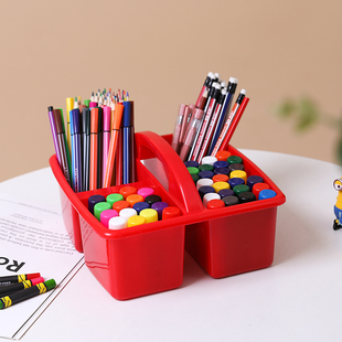 侨菲桌面手提绘画笔篮文具收纳盒创意分格整理篮儿童简约工具篮