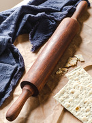 乌檀木滚轴式擀面杖，实木滚筒商用家用滚轮式走锤擀面杖酥饼烘焙