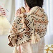波西米亚风格针织毯沙发，毯子客厅装饰毯披肩，午睡毯毛毯盖