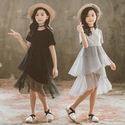 女童连衣裙夏装雪纺拼接2023超洋气时尚儿童装短袖公主裙子潮