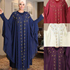 非洲民族风大码阿拉伯女装时尚，女式雪纺烫钻连衣裙度假宽松蝙蝠袖