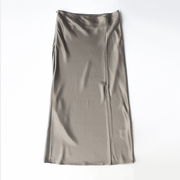 RJ法式小众设计感半身裙三醋酸立体斜裁纯色开衩半身裙缎面包臀裙