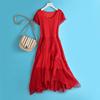 红色真丝连衣裙女长款高端桑蚕丝洋气裙子沙滩裙仙女长裙夏季超仙