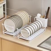 厨房碗盘沥水架台面窄款免安装置物架，橱柜内置碗架单层碗碟收纳架